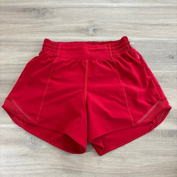 Lululemon Hotty Hot Short High-Rise Long 4" Women Size 4 Dark Red - Picture 1 of 5